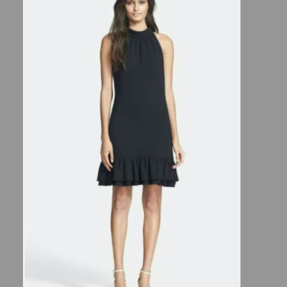 Trina Turk Black Dress - Shift with Tiered Hemline Size 10